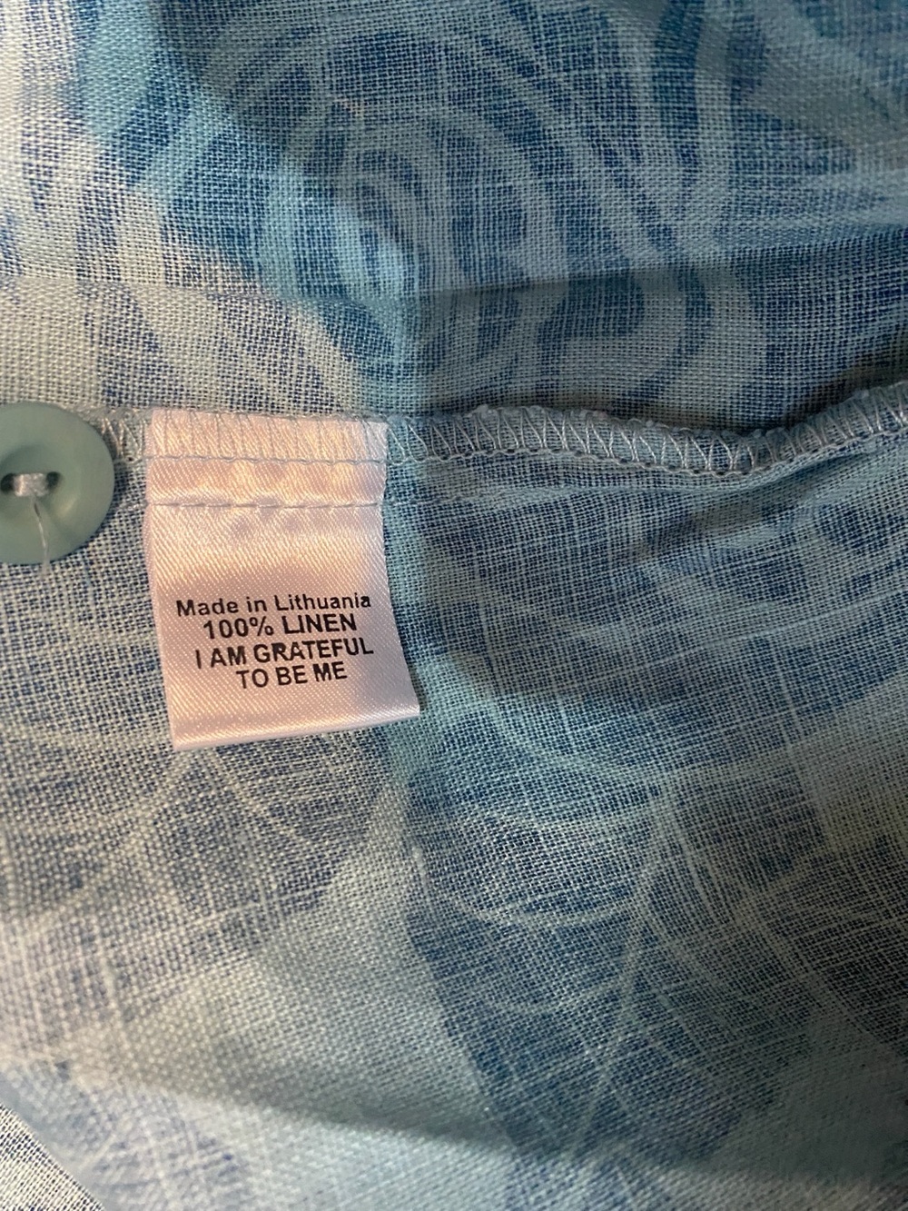 Flax 100% Linen Blue Floral Button-Down Shirt - Picture 5 of 6